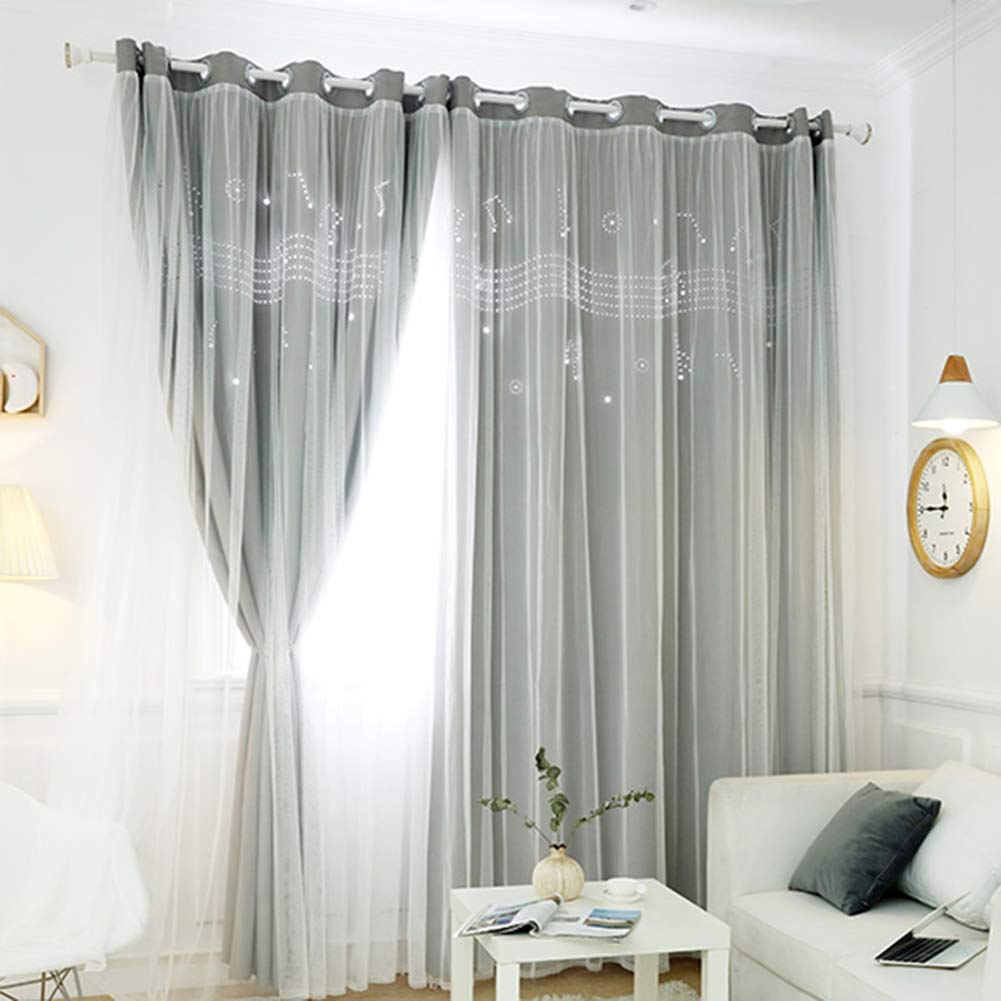 Hotel room blackout curtains with sheer layer