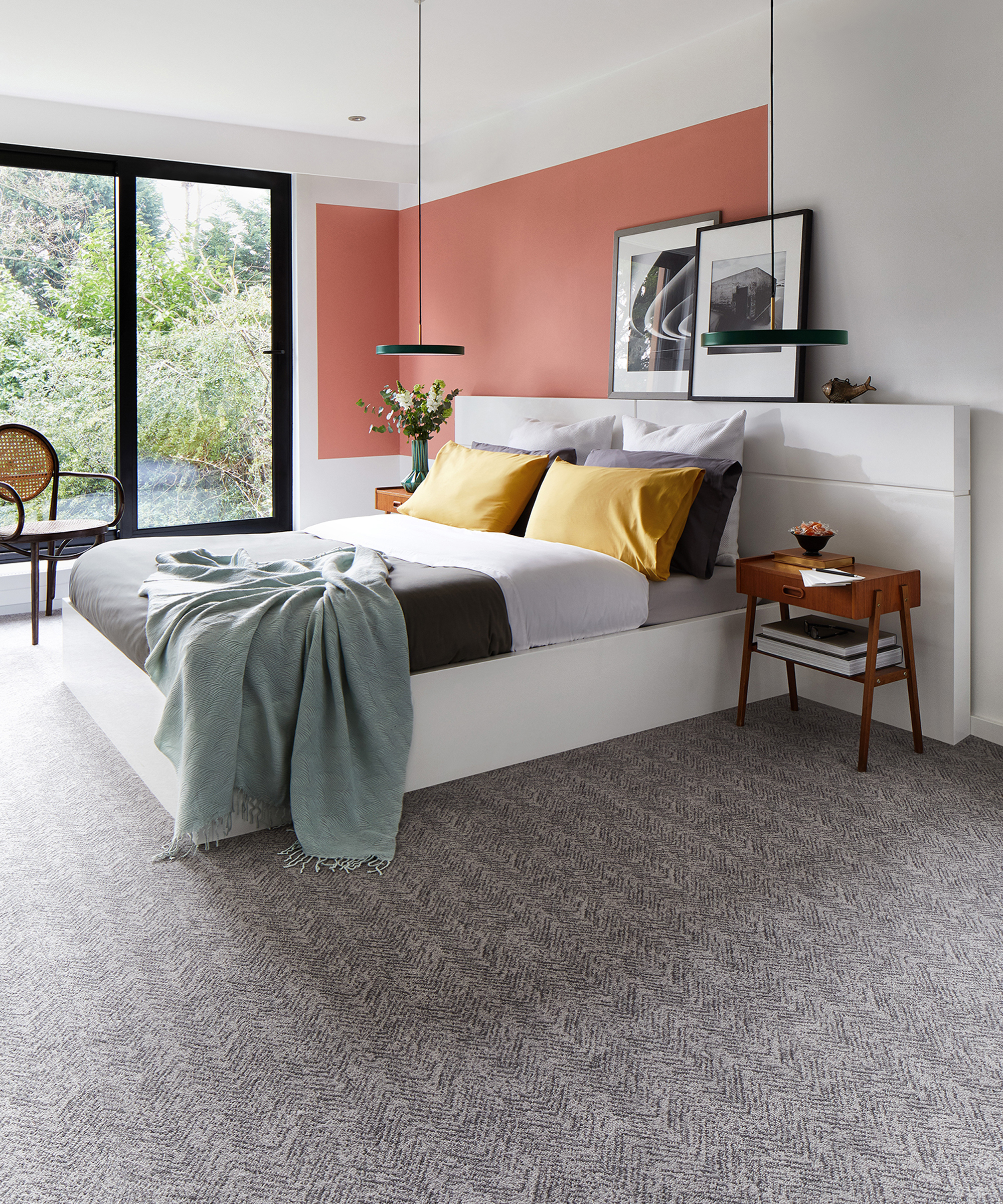 Textured carpet in a modern bedroom